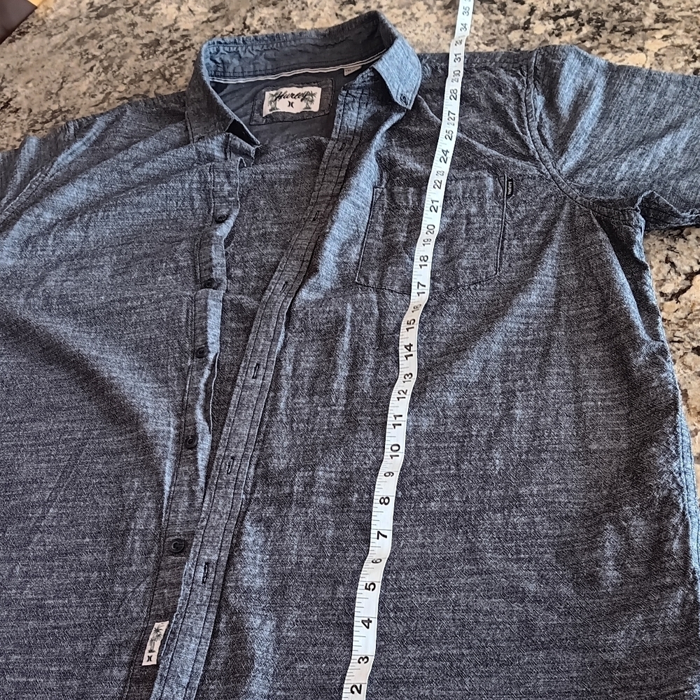 XXL Hurley Button Down T-Shirt Gray in Good Condition